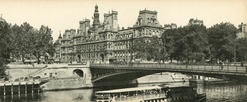 Town Hall and Arcole Bridge by French Photographer