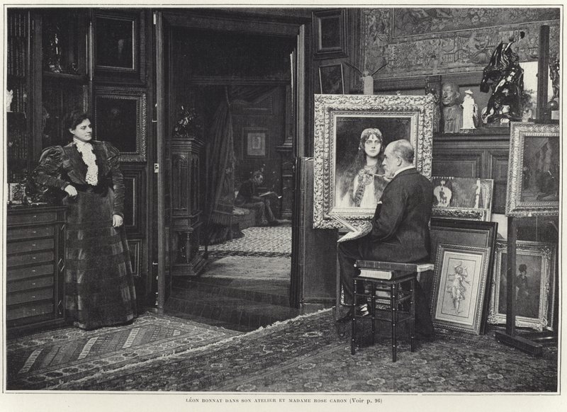 Rose Caron Having Her Portrait Painted by Leon Bonnat by French Photographer