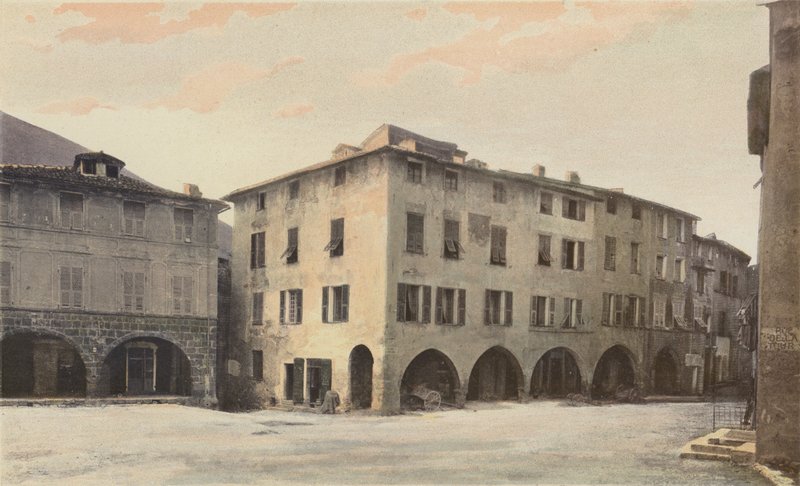 Sospel, Old Houses on Saint-Michel Square by French Photographer