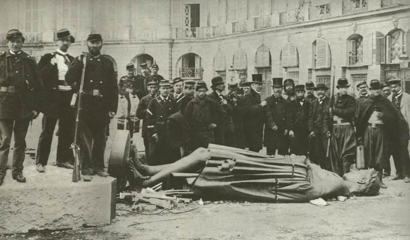 Vendome Column, after it was pulled down on 16 May 1871 by French Photographer