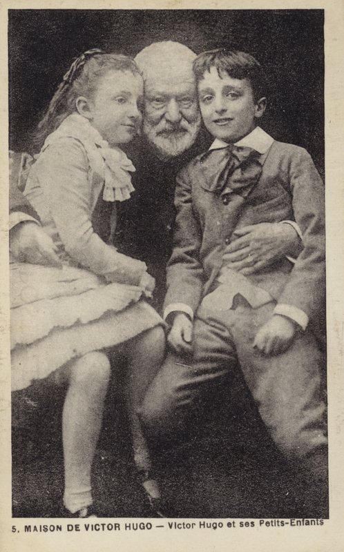 Victor Hugo (1802-1885), French poet, novelist and dramatist, with his grandchildren by French Photographer