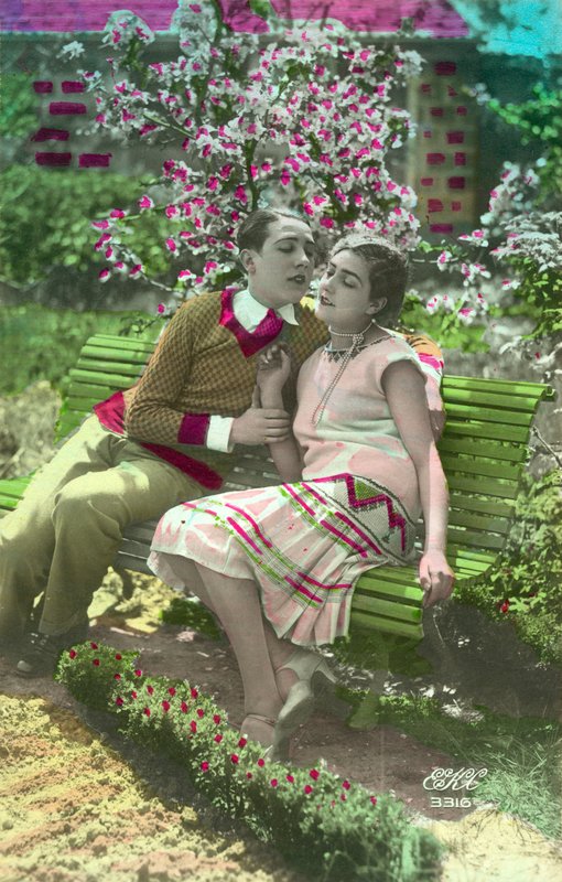 Young Man About to Kiss Girl by French Photographer