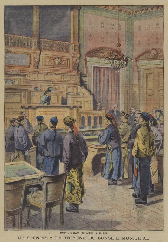 A Chinese mission to Paris: one of the Chinese delegates at the podium of the City Council by French School