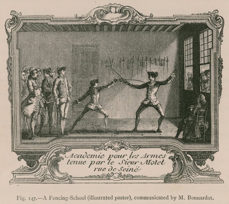 A Fencing-School (Illustrated Poster), communicated by M. Bonnardot by French School