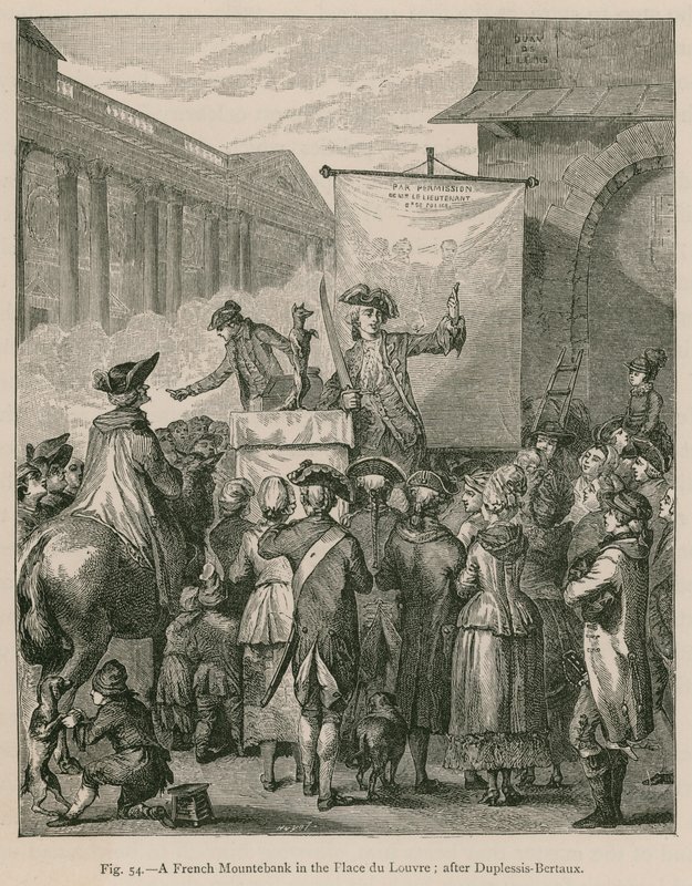 A French Mountebank in the Place du Louvre; after Duplessis-Bertaux by French School
