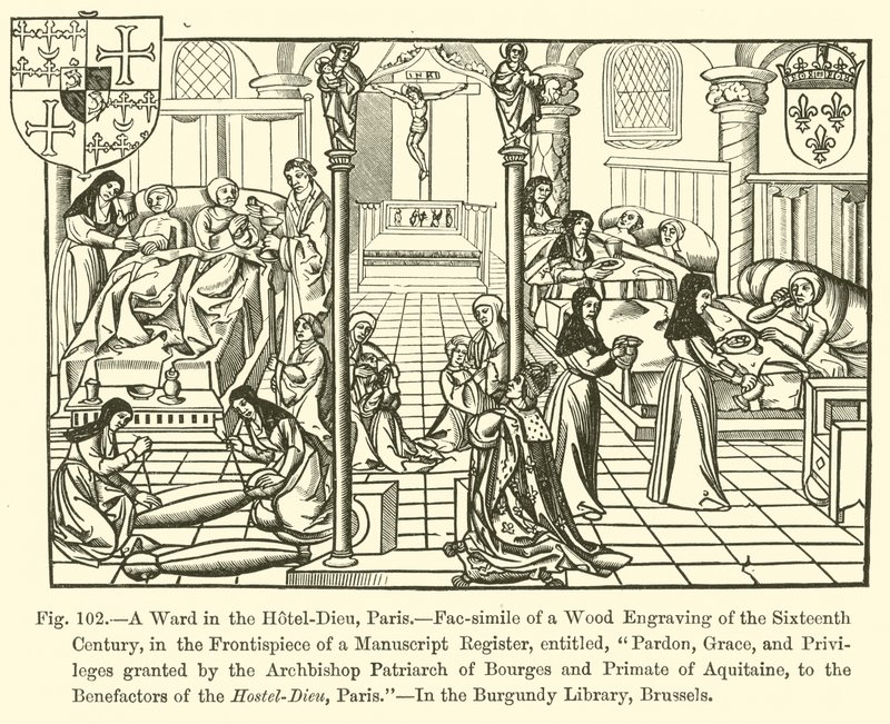 A Ward in the Hotel-Dieu, Paris by French School