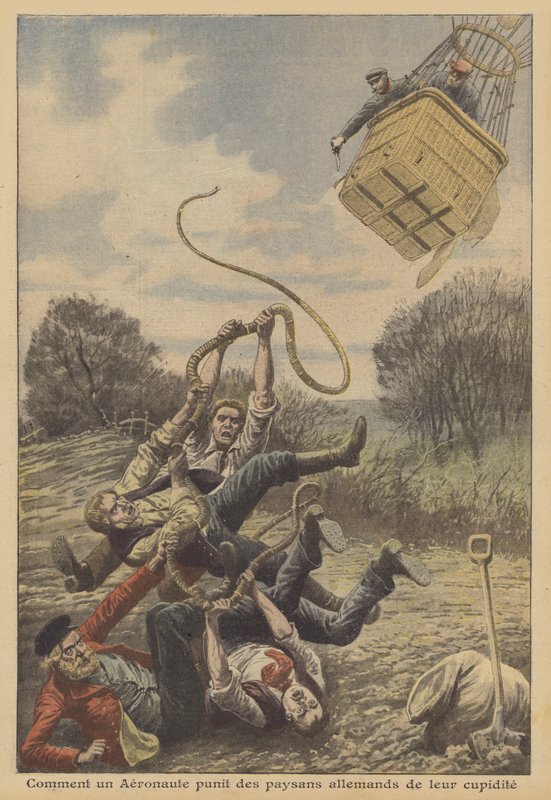 A balloonist punishing German peasants for their greed by French School