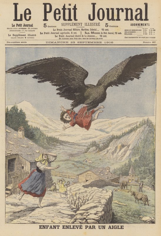 A child carried off by an eagle in the Italian Alps by French School