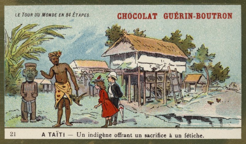 A Native Offering a Sacrifice to an Idol, Tahiti by French School
