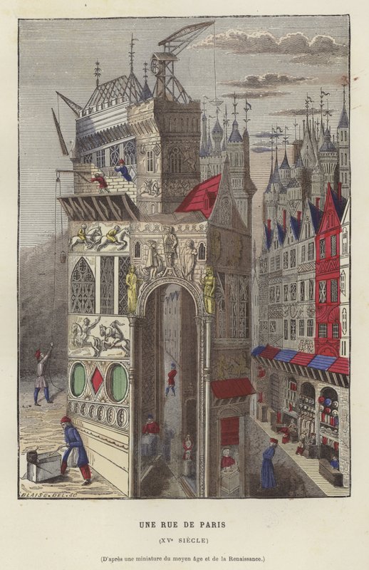 A street in Paris, 15th Century by French School