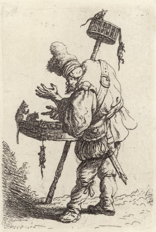 A Travelling Rat Catcher with the Tools of His Trade by French School