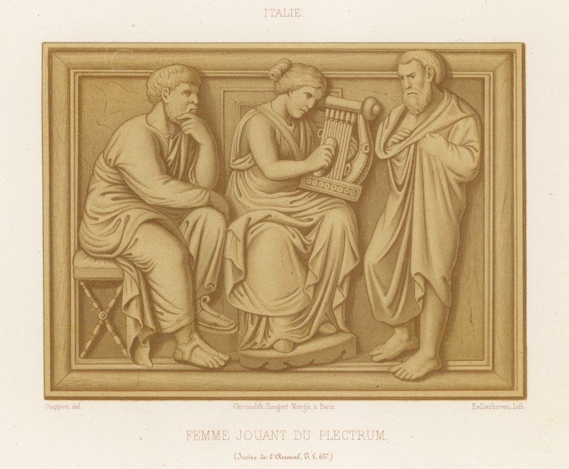 A Woman Playing a Lyre by French School