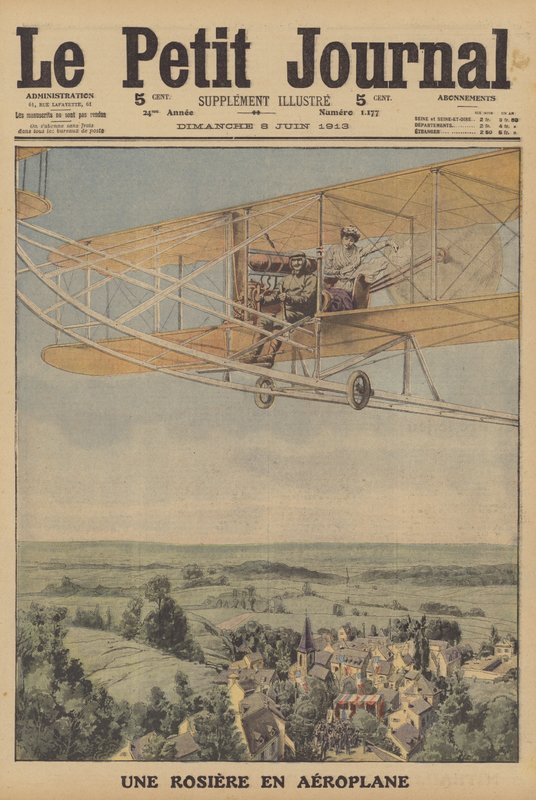A young woman taking a flight in an aeroplane at Montferrand, France by French School