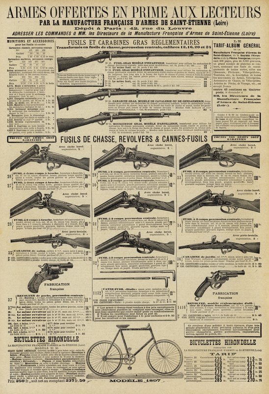 Advertisement for guns by French School