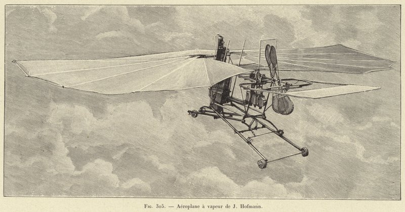 Steam Aeroplane by J Hofmann (engraving) by French School