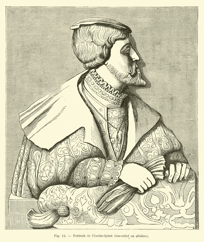 Alabaster bas-relief of Emperor Charles V by French School