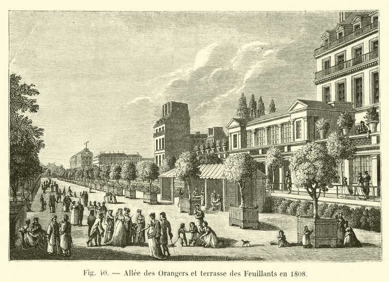 Alley of the Orangers and Terrace of the Feuillants in 1808 by French School