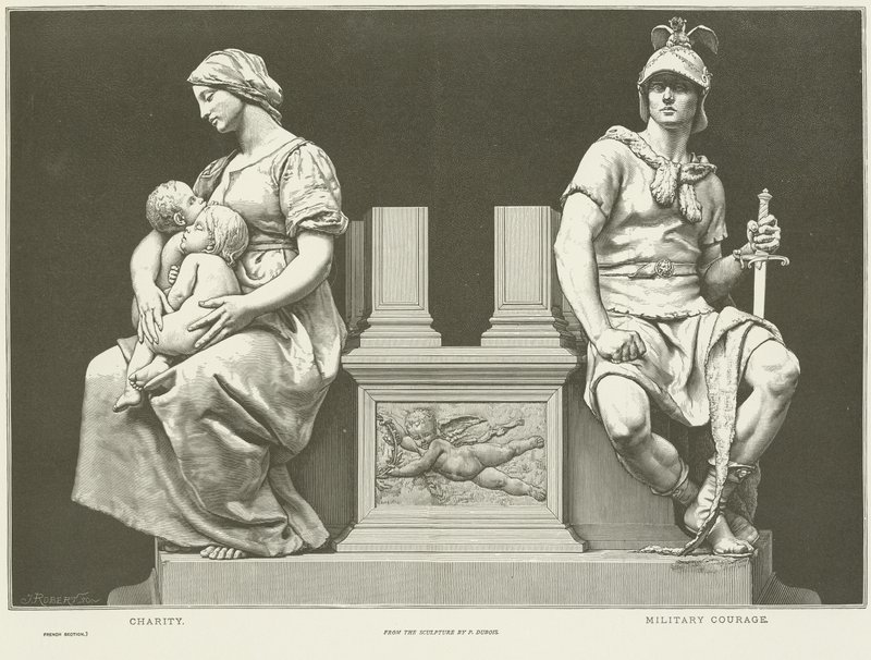 Allegories of Charity and Military Courage by French School