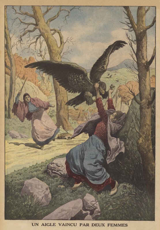 An Eagle Defeated by Two Women by French School