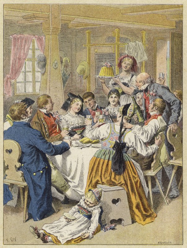An engagement feast in Alsace by French School