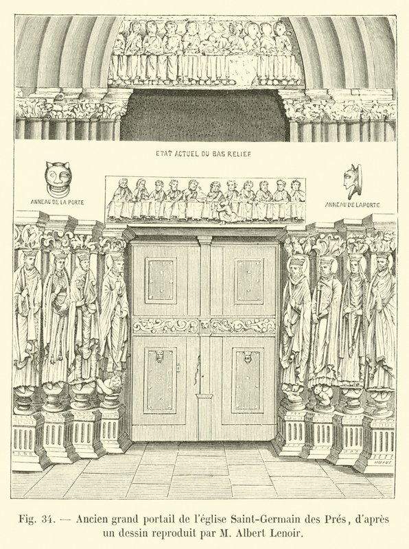 Old grand portal of the Saint-Germain des Pres church, after a drawing reproduced by M Albert Lenoir by French School