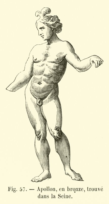 Apollo, in Bronze, Found in the Seine by French School