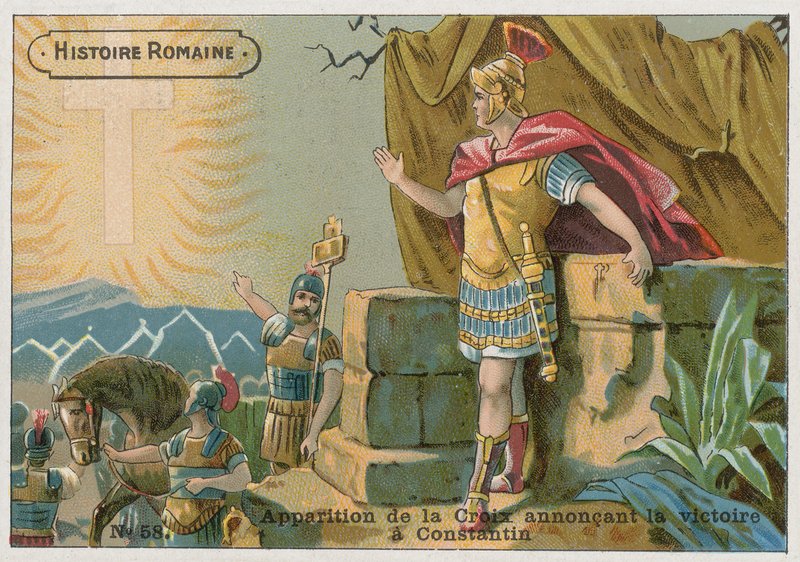 Apparition of the Cross Announcing Victory to Constantine at the Battle of Milvian Bridge, 312 by French School