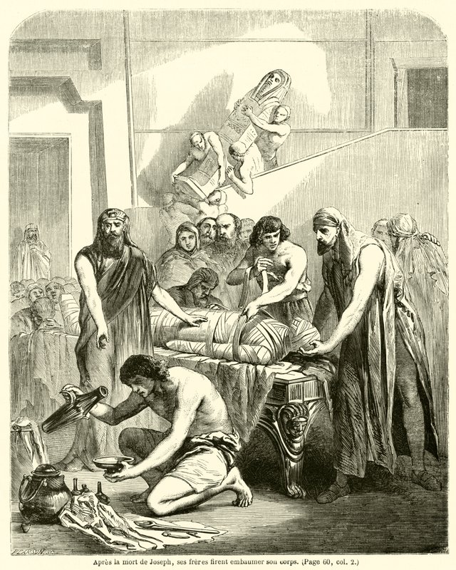 After the death of Joseph, his brothers had his body embalmed by French School