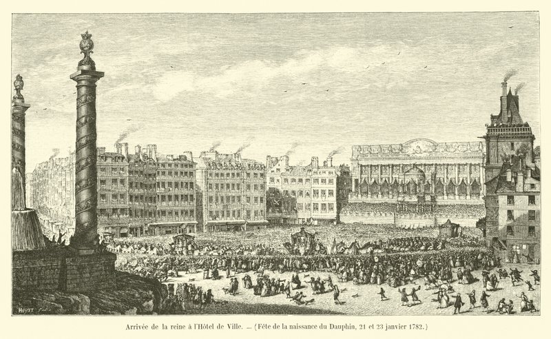 Arrival of the queen at the Hotel de Ville, Celebration of the birth of the Dauphin, January 21 and 23, 1782 by French School
