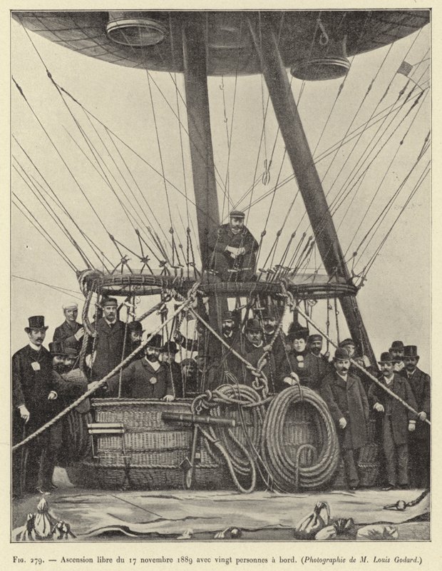 Free Ascent of November 17, 1889 with Twenty People on Board by French School