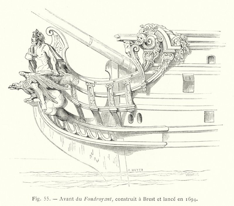 Bow of the Foudroyant, Built in Brest and Launched in 1694 by French School