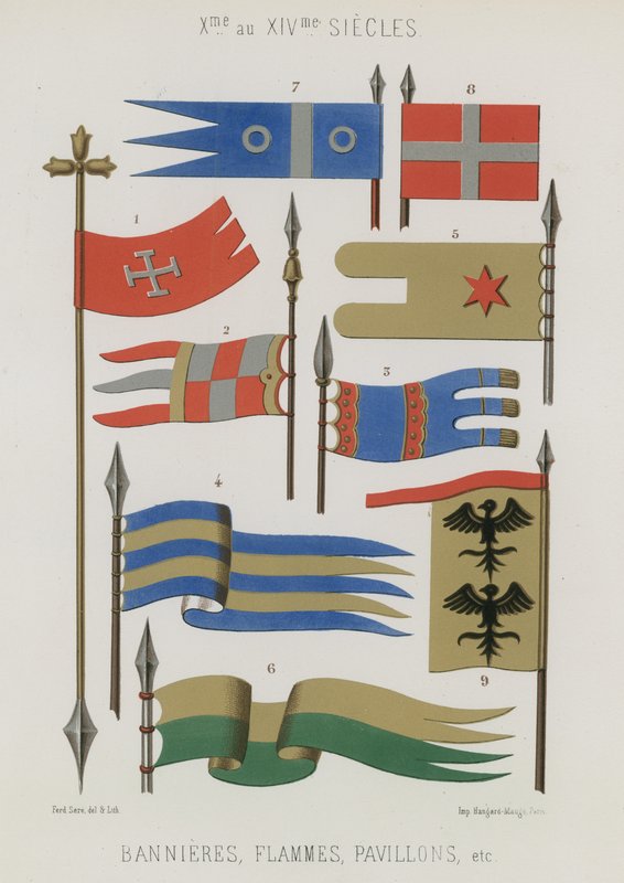 Banners, streamers, flags of the 10th to 14th centuries by French School