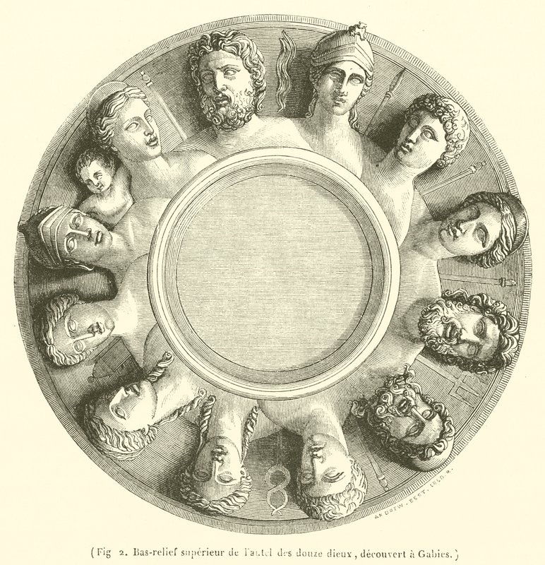 Upper Bas-relief of the Altar of the Twelve Gods, Discovered at Gabies by French School