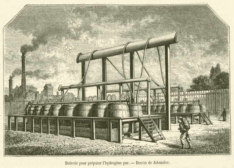 Battery for Preparing Pure Hydrogen (engraving) by French School