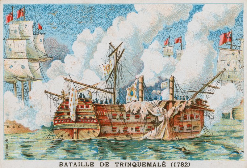 Battle of Trincomalee, 1782 by French School