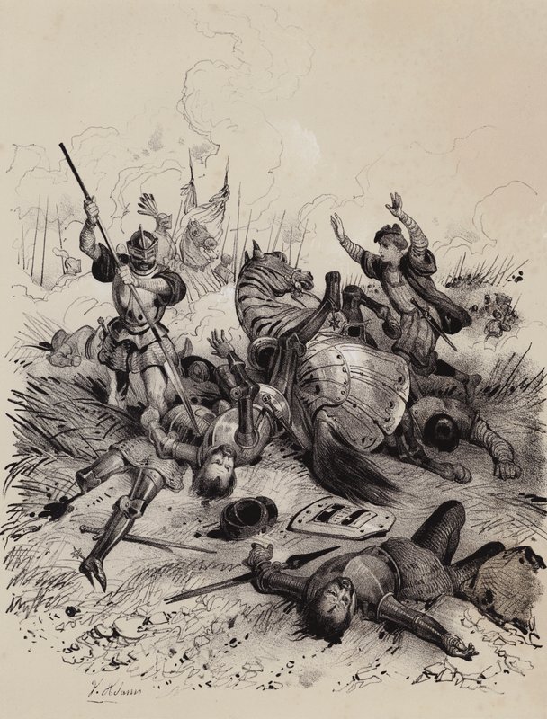 Battle of the Holme, 902, between the Danes and the army of Wessex and Kent under Edward the Elder, in which Aethelwold aetheling, who had allied himself with the Danes, was killed by French School
