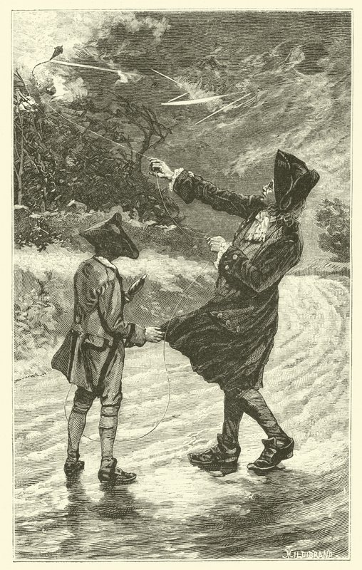 Benjamin Franklin Flying His Kite by French School