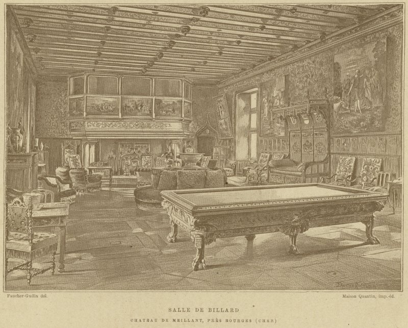 Billiard room, Chateau de Meillant, near Bourges, France by French School