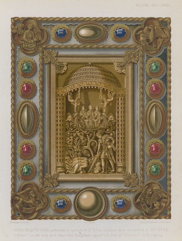 Bookbinding depicting the martyrdom of St Kilian by French School