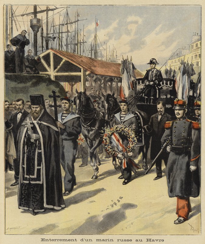 Burial of a Russian Sailor at Le Havre, France, 1897 by French School