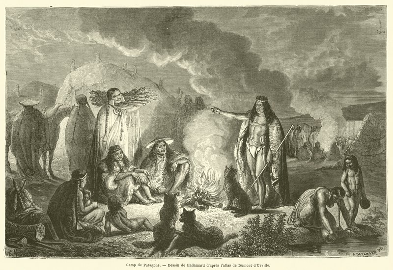 Camp of Patagons (engraving) by French School