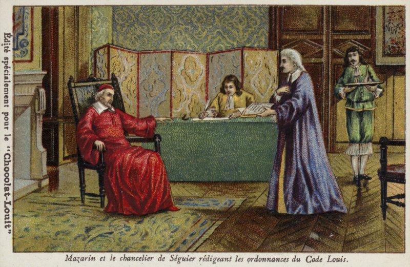 Cardinal Mazarin and Chancellor Seguier Drafting the Ordinances of the Code Louis by French School