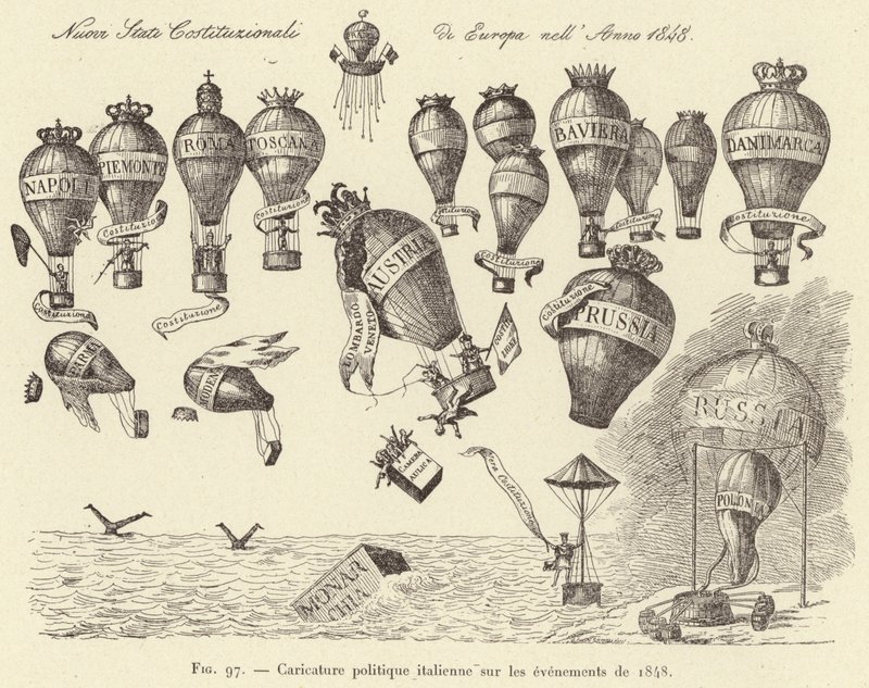 Italian Political Caricature on the Events of 1848 (engraving) by French School