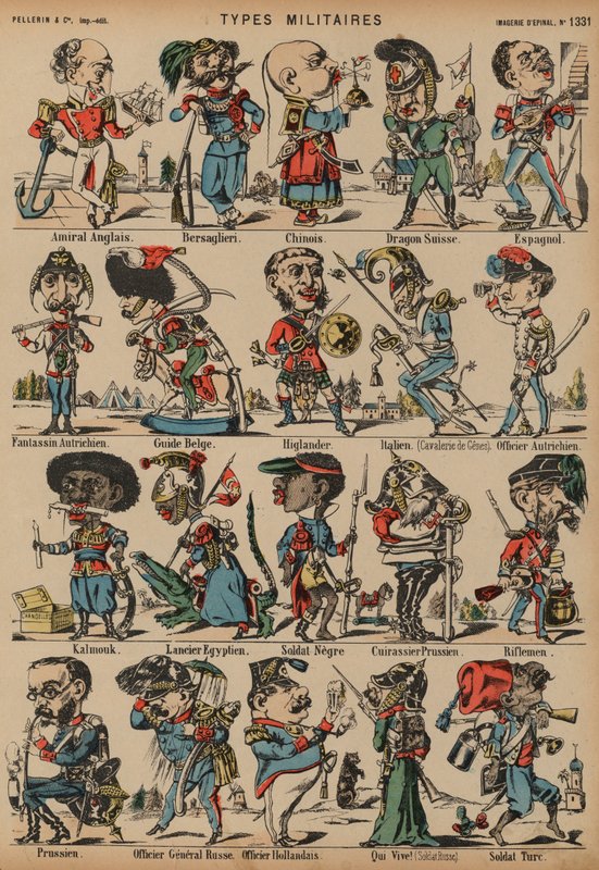Caricatures of military figures by French School