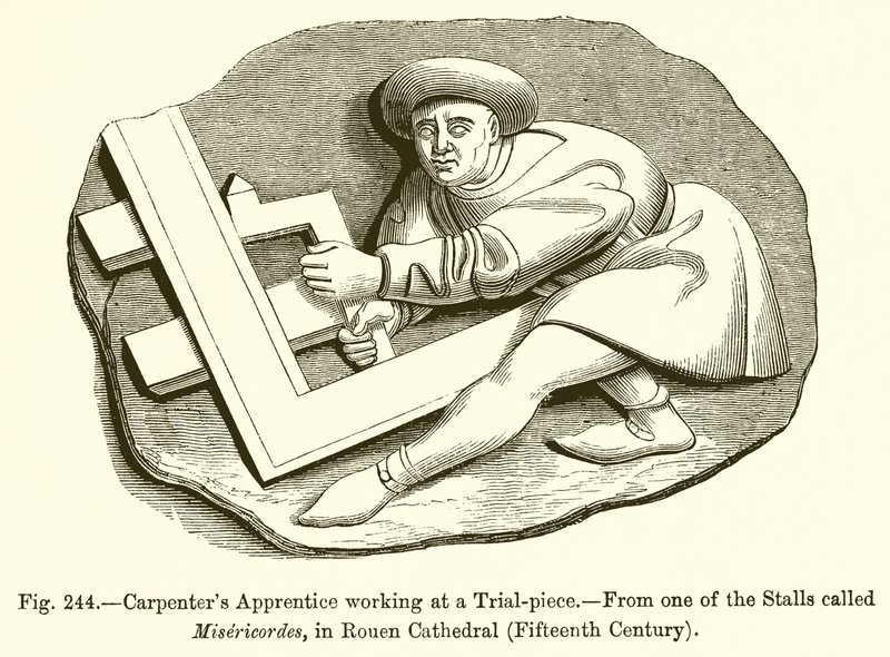 Carpenters Apprentice Working at a Trial-piece by French School