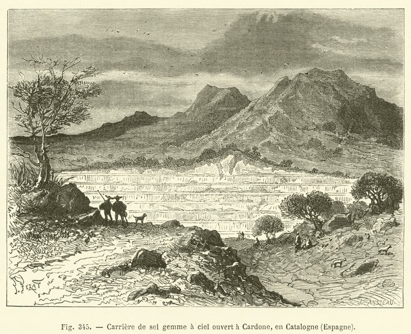 Open-Pit Rock Salt Quarry in Cardone, Catalonia, Spain (engraving) by French School