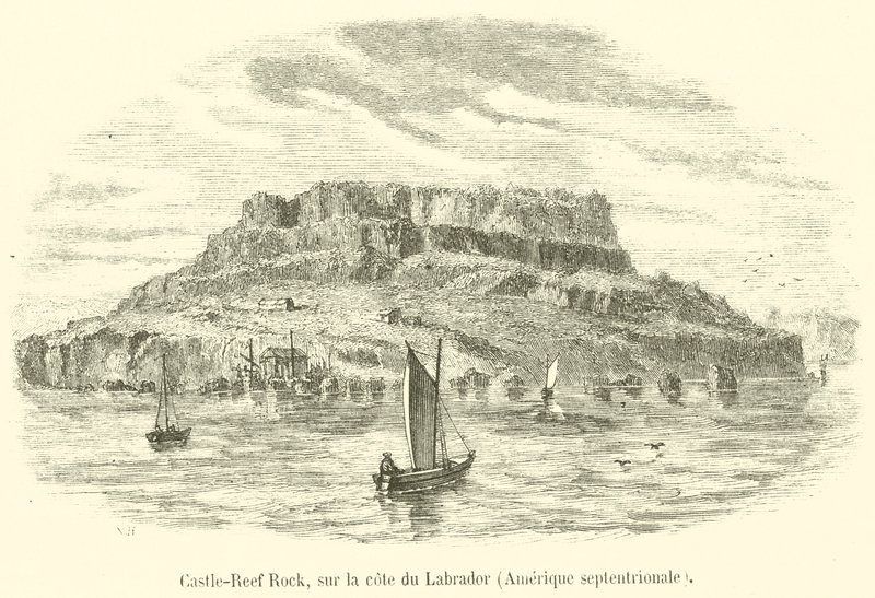 Castle-Reef Rock, on the Coast of Labrador, North America (engraving) by French School