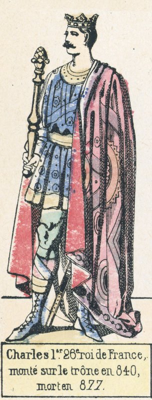 Charles I, 26th King of France, ascended the throne in 840, died in 877 by French School