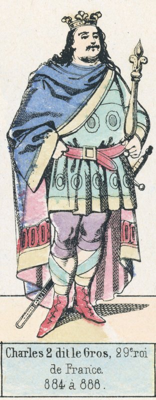 Charles II called the Fat, 29th King of France, 884 to 888 by French School