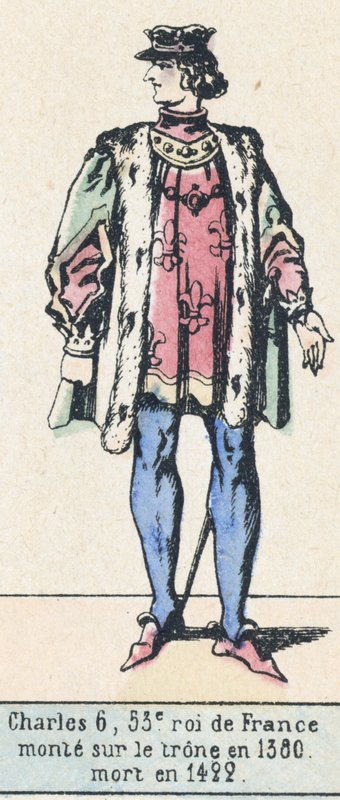 Charles VI, 53rd King of France, ascended the throne in 1380, died in 1422 by French School